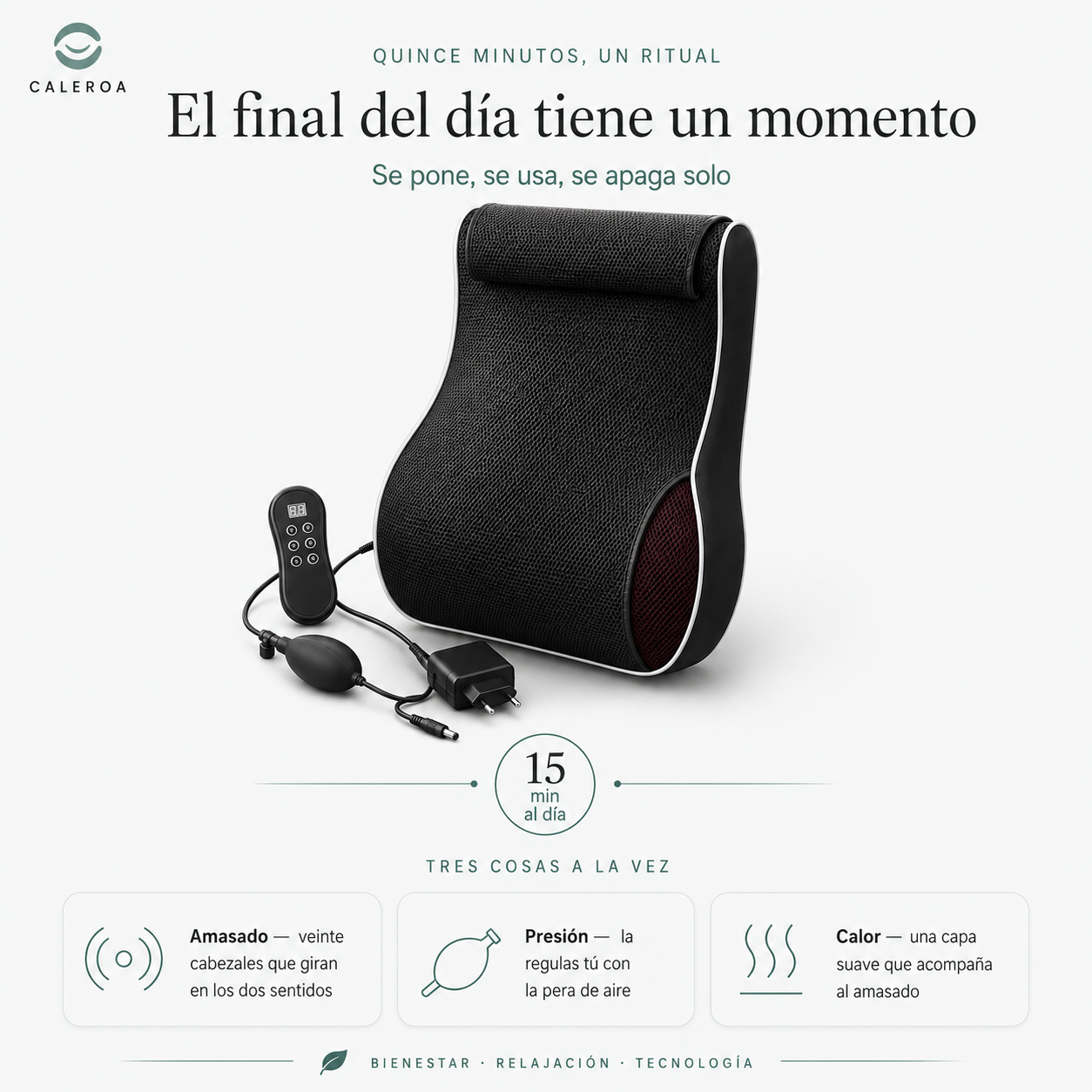 Caleroa NeckRelax Shiatsu — Masajeador cervical y de espalda
