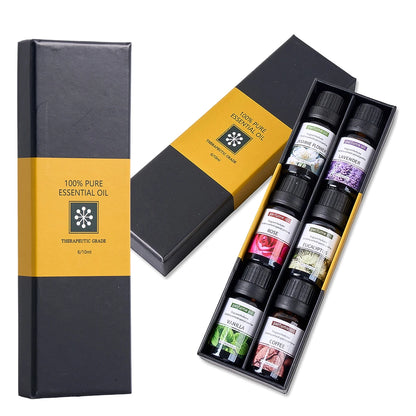 6Pcs/Set 10Ml/Bottle Essential Oil Natural Plant Water-Soluble Aromatherapy Humidifier Indoor Diffuser Massage Oil DIY Candle